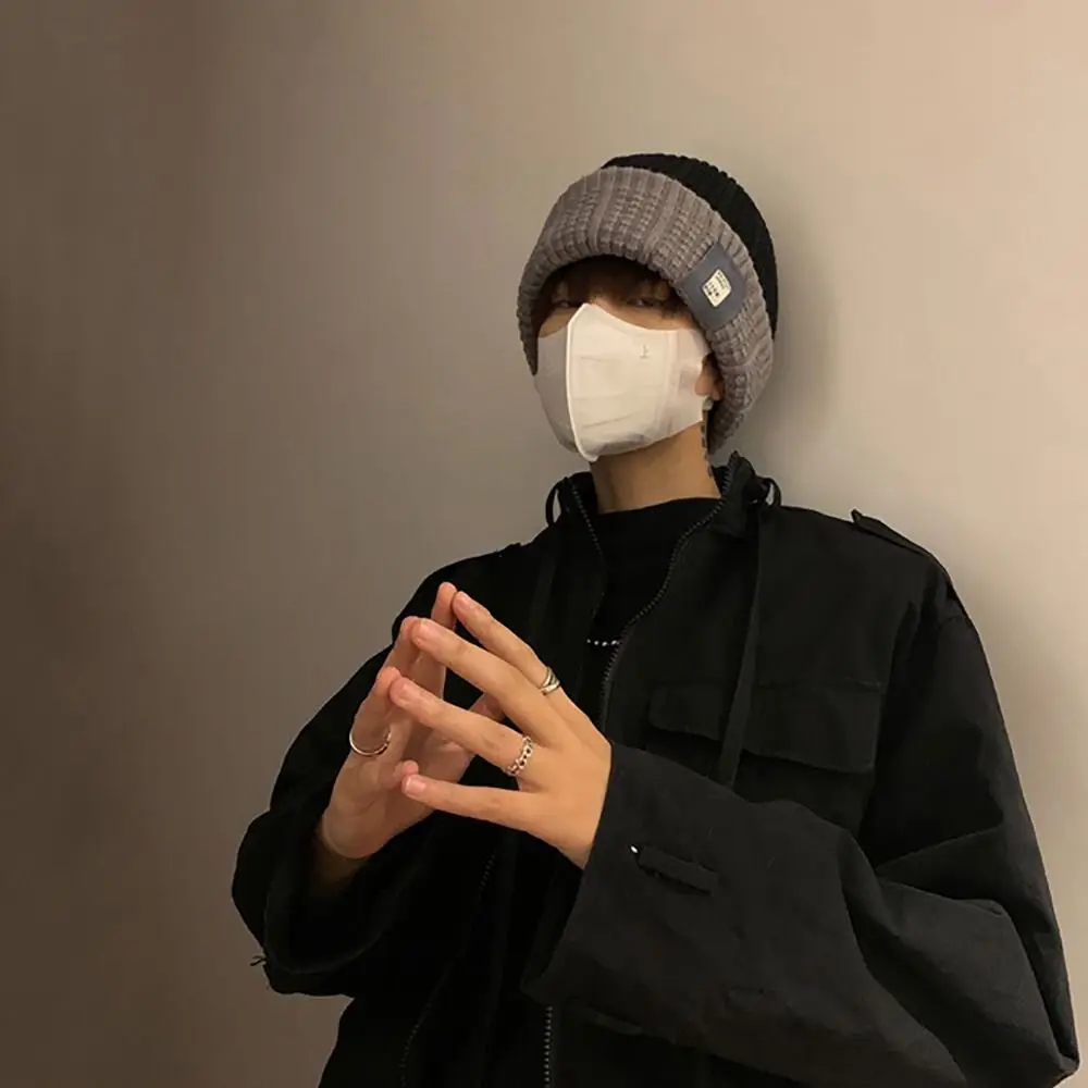 대비색 플리스 니트 모자, 양면, 따뜻한 풀오버 모자, 모직 원사, 두껍고 따뜻한 크로셰 모자, 여성 소녀, 처녀, 겨울
