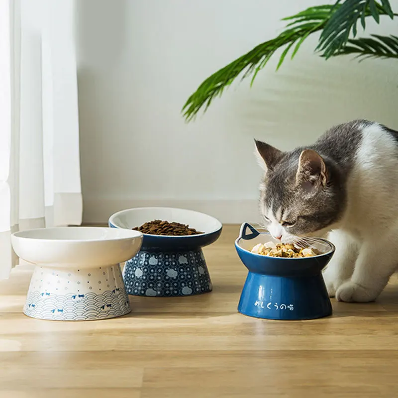 エサ ボウル 食べ物 猫 フィーダー かわいい セラミック - 食器・餌