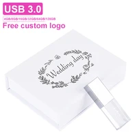 New Hot Crystal USB 3.0 Flash Drive 128GB Free Custom Logo Memory Stick 64GB High Speed Pen Drive 32GB Studio DIY U Disk 16GB