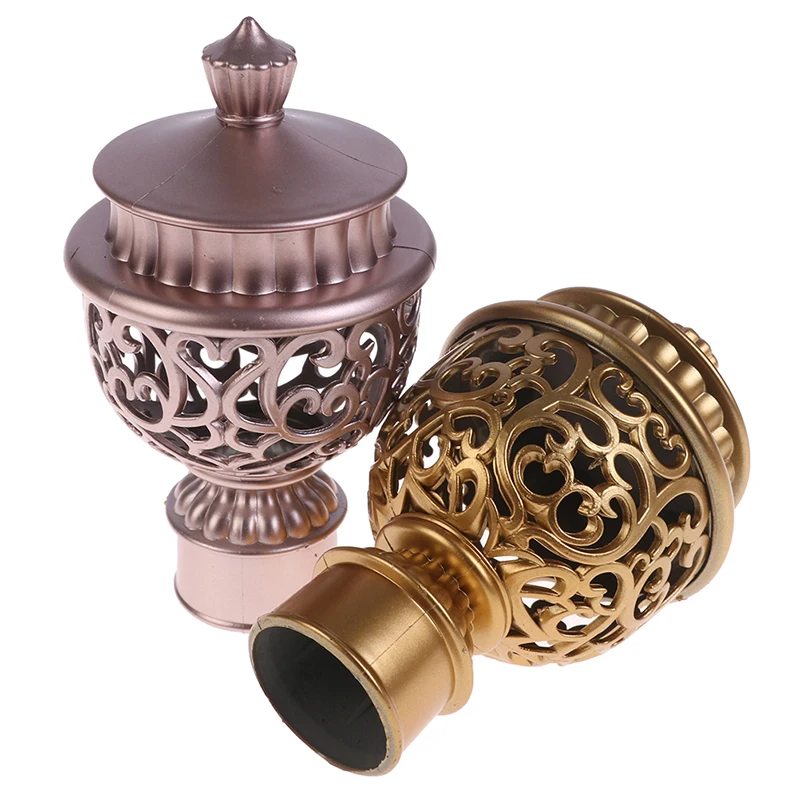 New 2Pcs Vintage Plastic Multiple Sizes Curtain Rod Cap Finials Drapery Rail Ends Home Window Decorative