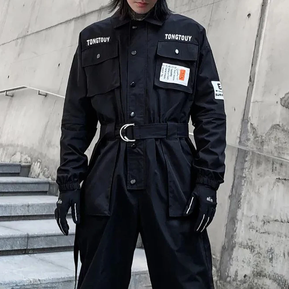 2023 Autumn Street Short Sleeve American Jumpsuit Men's Jumpsuit Suit Motorcycle Removable Pants Hip-Hop Leg Pants
