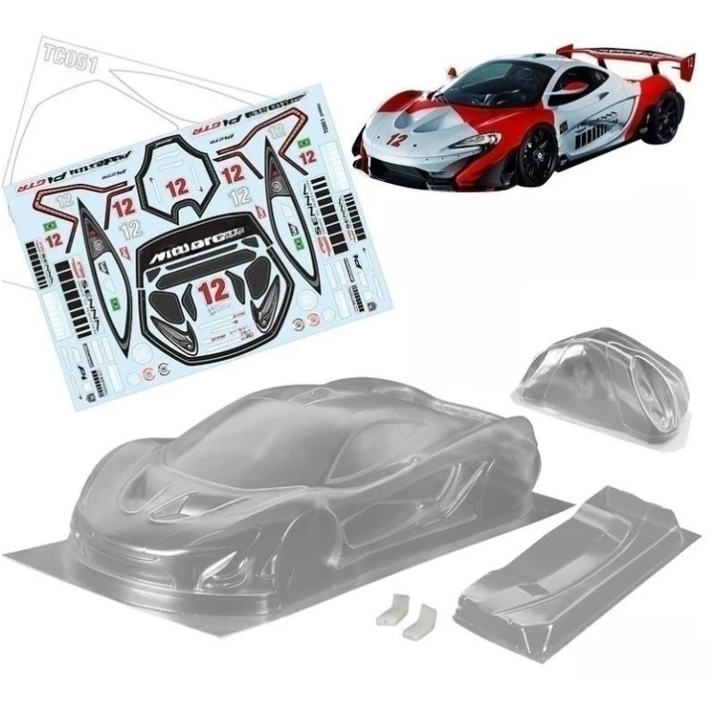 

TC051 1/10 Mclaren P1 GTR Clear Lexan Body Shell W/Rear Wing and Light Buckle for 257mm wheelbase R/C Drift Car Tamiya TT01 TT02