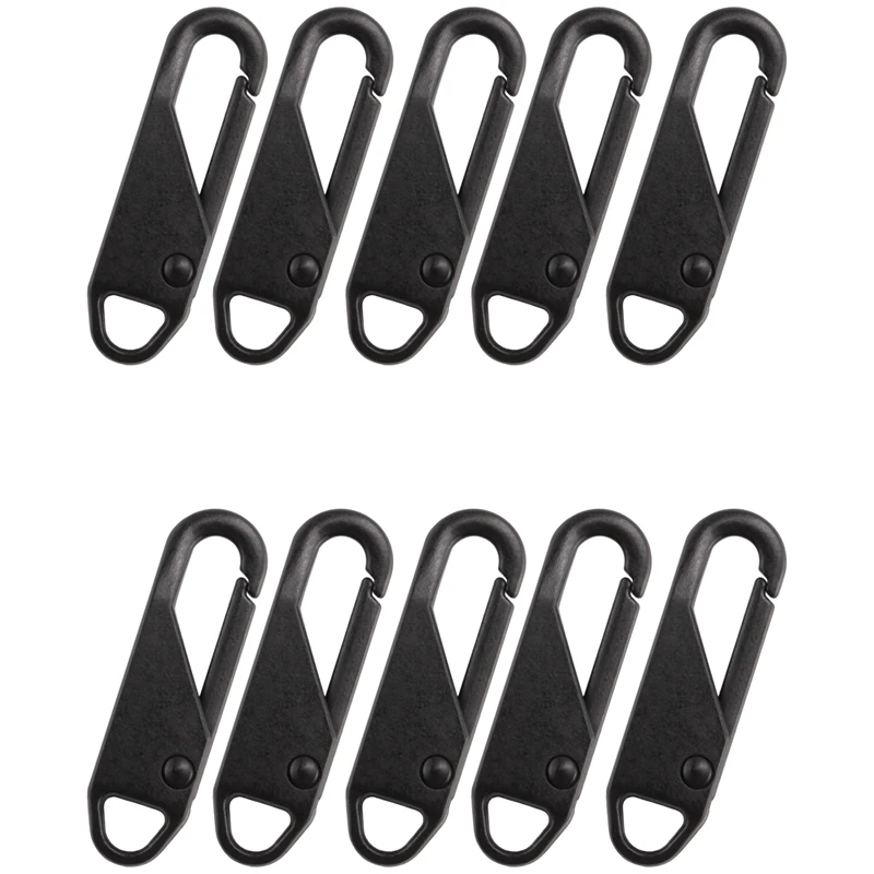 지퍼 풀 교체 수리 키트, 지퍼 슬라이더 풀 탭, 범용 지퍼 픽서, 금속 지퍼 헤드, 블랙, 10 개