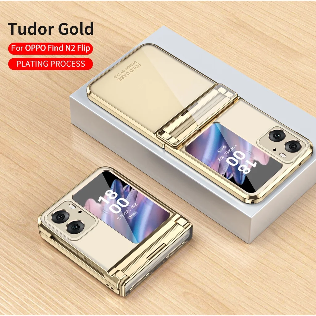 For OPPO Find N2 Flip 5G Case Plating Magnet Hingle Full Protect Camera Transparent Hard PC Cover Shockproof Fold Shell