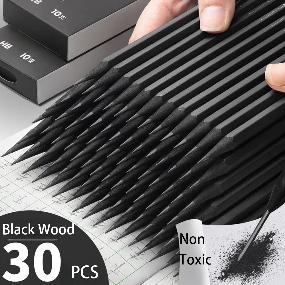 Nusign 10/30 Pcs Black Wood Graphite Pencil Set HB 2B Professional Drawing Sketching Pencil Art Supply for Beginner & Pro Artist 2