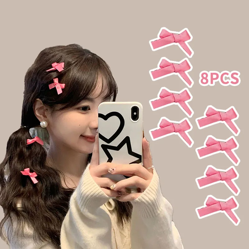 New Y2k Sweet Small Pink Bowknot Hairpin Girls Cute Fashion Bangs Clip Mini Bows Hairslide Headwear Hair Accessories Princess