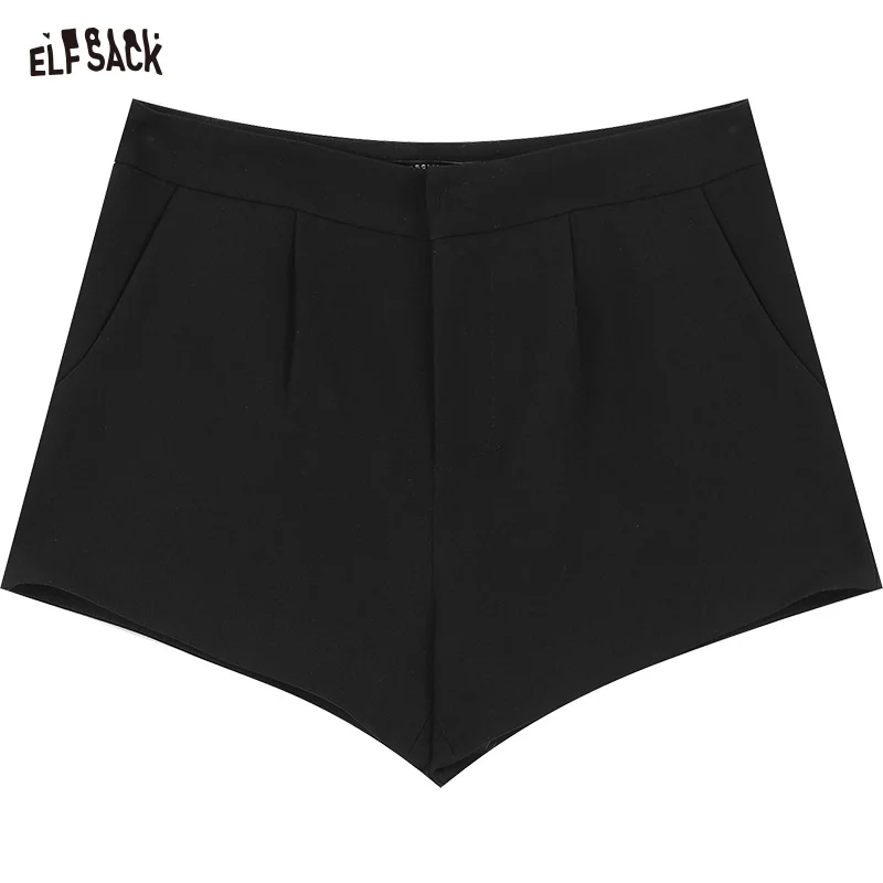 ELFSACK black regular short length pants for women 2024 spring thin slim casual pants