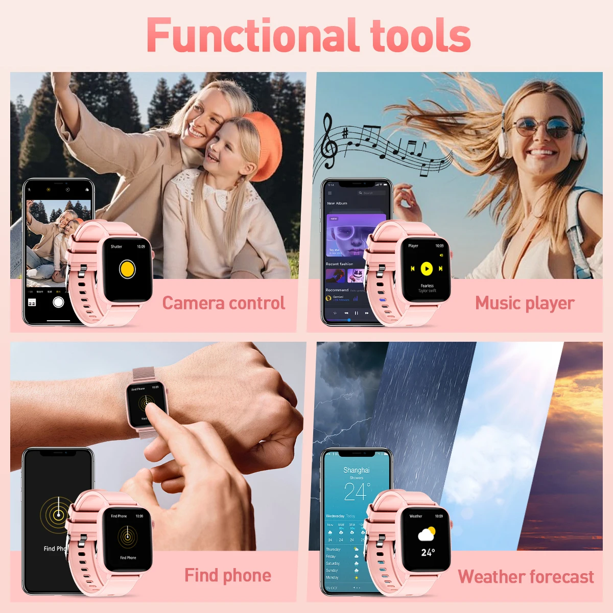 LIGE Women Smart Watches 1.83 Inch HD Display Answer Make Call Message Preview Sport Modes DIY Dial Weather Forecast For Men New