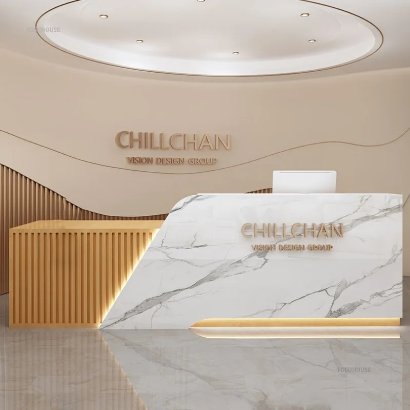 Luxury Reception Desk Bar Beauty Salon Cashier Clothing Store Counter Small Supermarket Front Desks Simple Counter Tables R