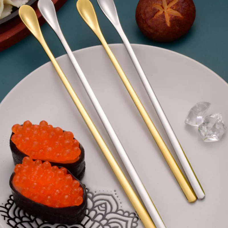 Japanese Style Long Handle Bar Spoon 304 Stainless Steel Honey Coffee Stirring Spoon Bartender Seasoning Spoon Ice Spoon