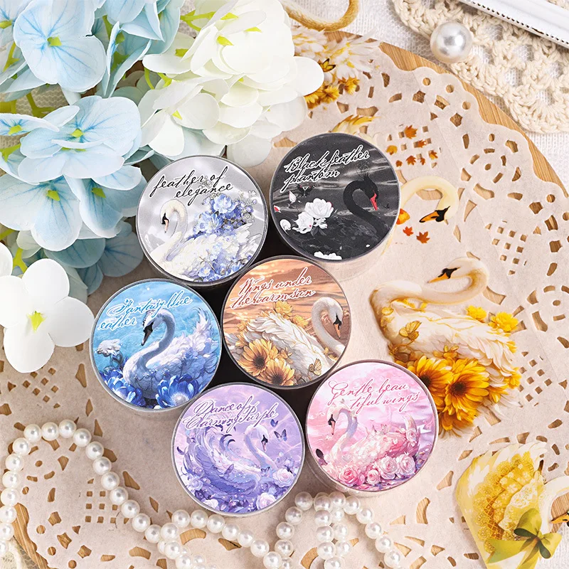 1pcs/1lot 장 접착 테이프 백조의 리듬 정크 저널 DIY 종이 일본어 마스킹 스크랩북 스티커