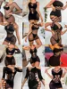 2024 New Fashion Night Club Party Mesh Clothes Fishing Net See Through Hollow Out Short Skirt Female Sexiest Bodycon Dress 1