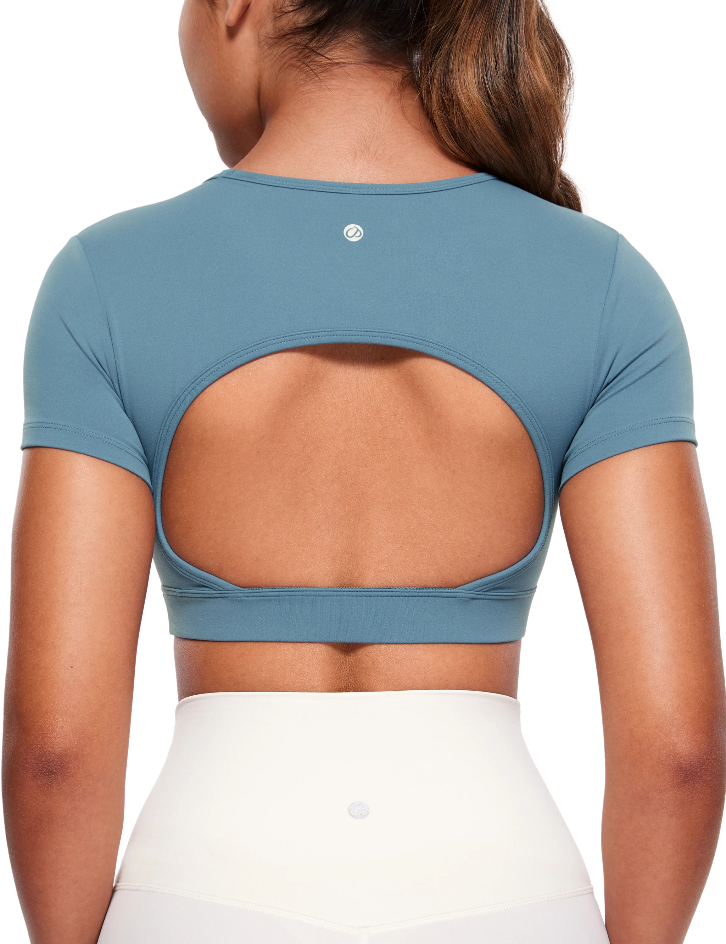 CRZ YOGA Womens Butterluxe Open Back Crop Tops Double Lined Backless Short  Sleeve Workout Top Casual Going Out Tight T-Shirts - AliExpress