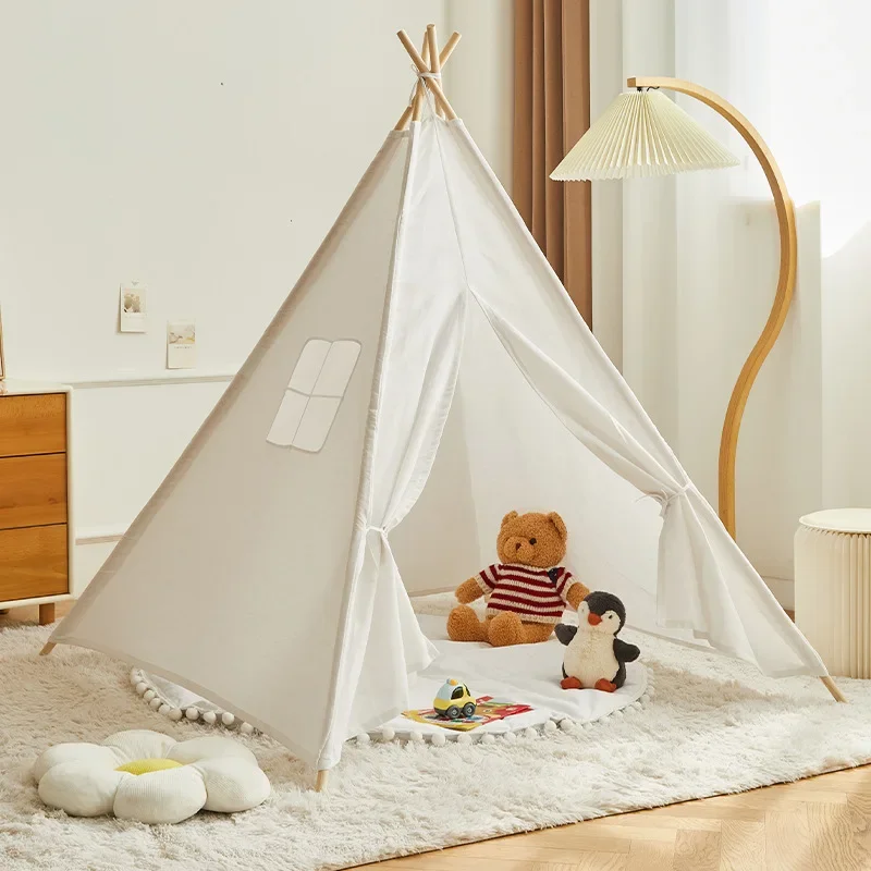 

Pet Dog Cat Tent House Bed with Thick Cushion for Cats Dogs Deep Sleeping Indoor Canvas Soft Indian Puppy Teepee Pet Supplies