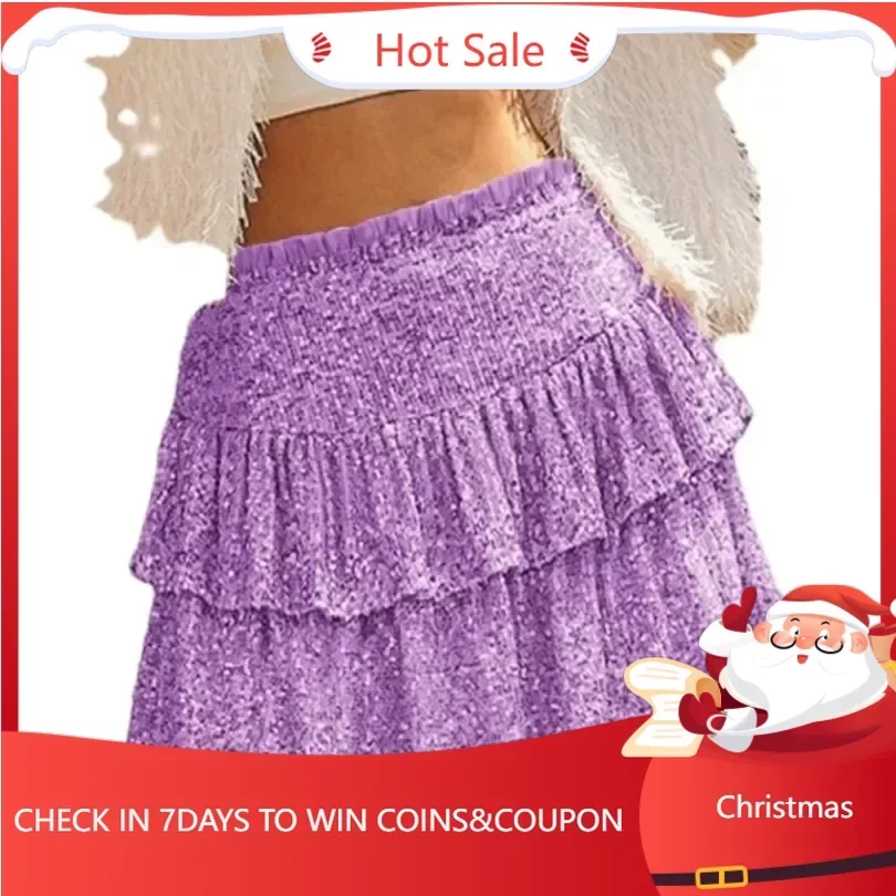 

African Party Evening Clothes for Women 2024 Spring Summer Sexy High Waist Sequin Mini Pleated Skirts Dashiki Africa Clothing