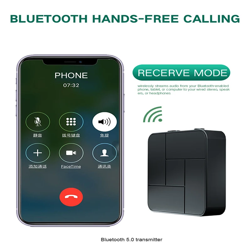 2-in-1 Bluetooth 5.0 Receiver Transmitter Audio 3.5mm AUX Tv Computer Projection To Wireless Earphone Amplifier Speaker Car Kit