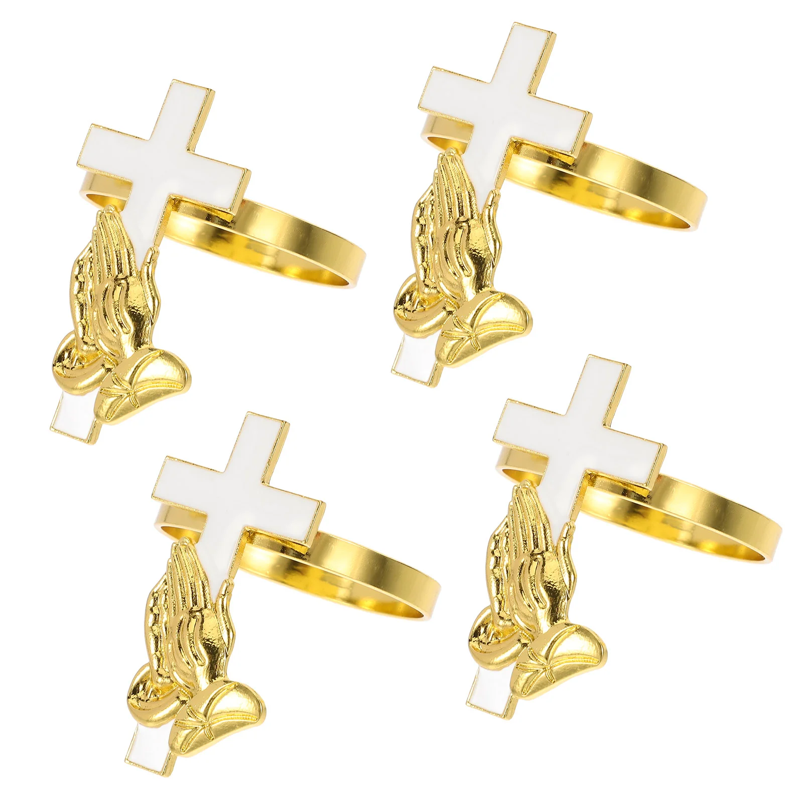

4 Pcs Napkin Ring Dining Table Decoration Cross Buckles Metal Holder Ornament Hotel Zinc Alloy Accessory Rings