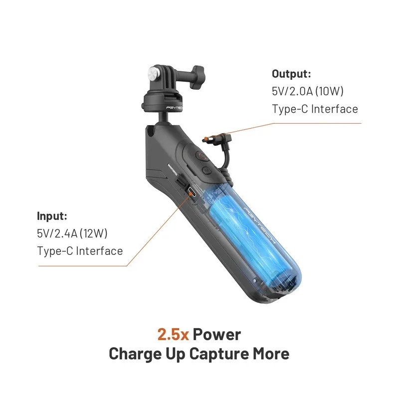 PGYTECH CapLock MantisPod 전원 삼각대 Gopro Insta360 액션 카메라 스마트 폰용 원격 제어 기능이 있는 핸드 헬드 모드