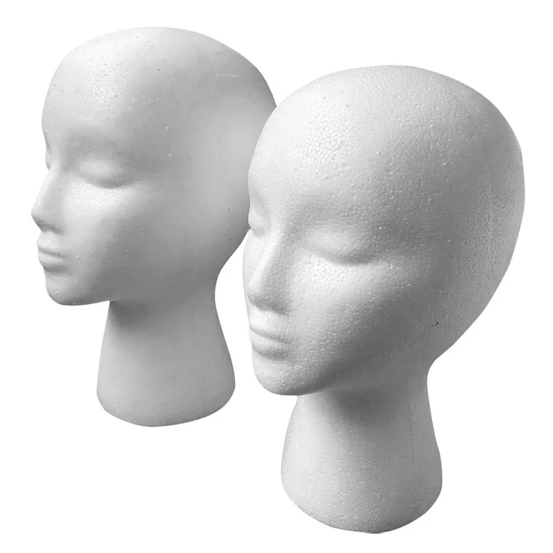 White Women Mannequin Head Model Foam Head Polystyrene Lightweight Durable Portable Fashion Travel Salon