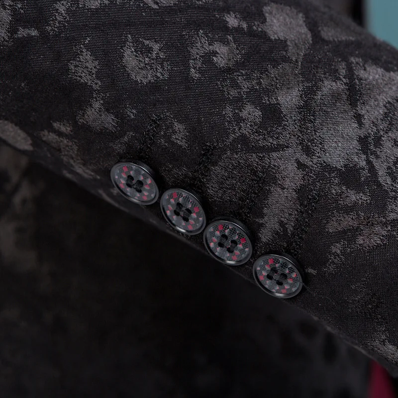 Boutique Jacquard Men's Suit Black Blue Single Breasted Wedding Banquet High Quality Male Jacket 3 Piece Set (Blazer+Vest+Pants)