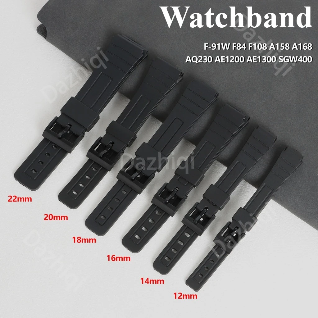 Black Resin Watch Bracelet Strap, Multi-Size Adjustable Watchband