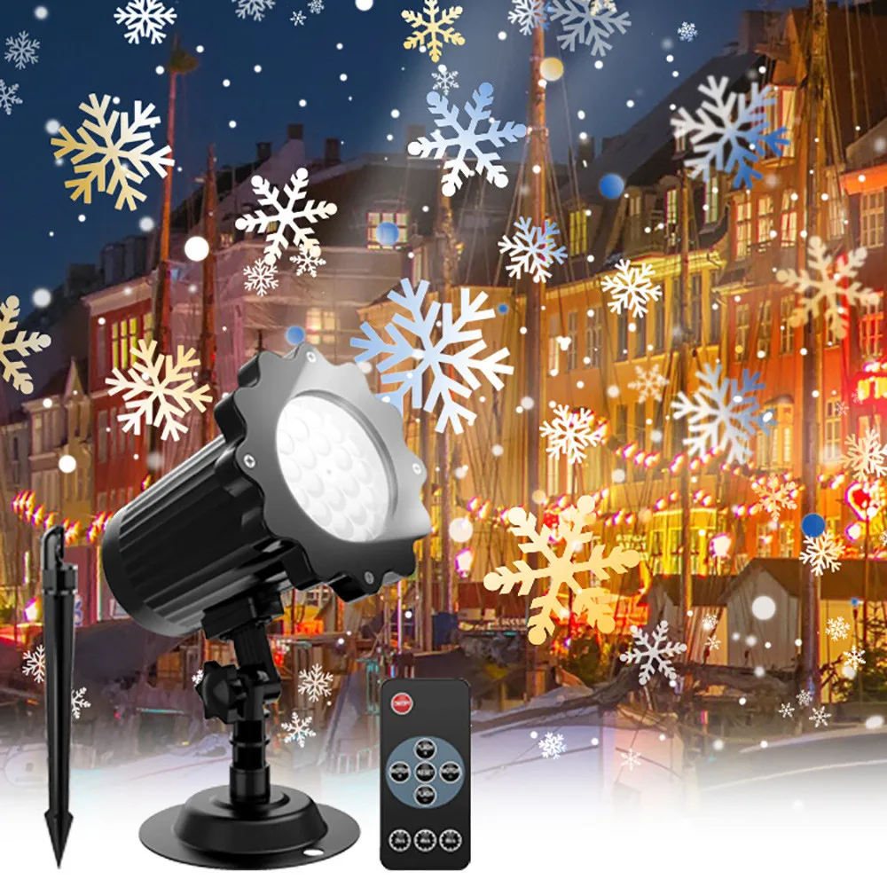 

Outdoor Remote Control Christmas Snowflake Laser Light Snowfall Projector IP65 Moving Snow Garden Laser Projector Lamp