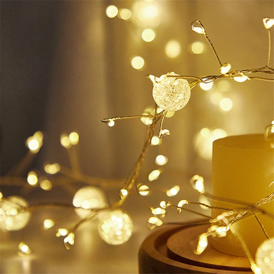 6M 400LEDs Crystal Crack Ball String Lights 8 Modes Garden Fairy Lights for Christmas Garland Party Wedding Bedroom Decoration