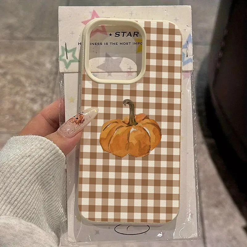 Pumpkin Grid Pattern Silicone Phone Case - Soft Cover