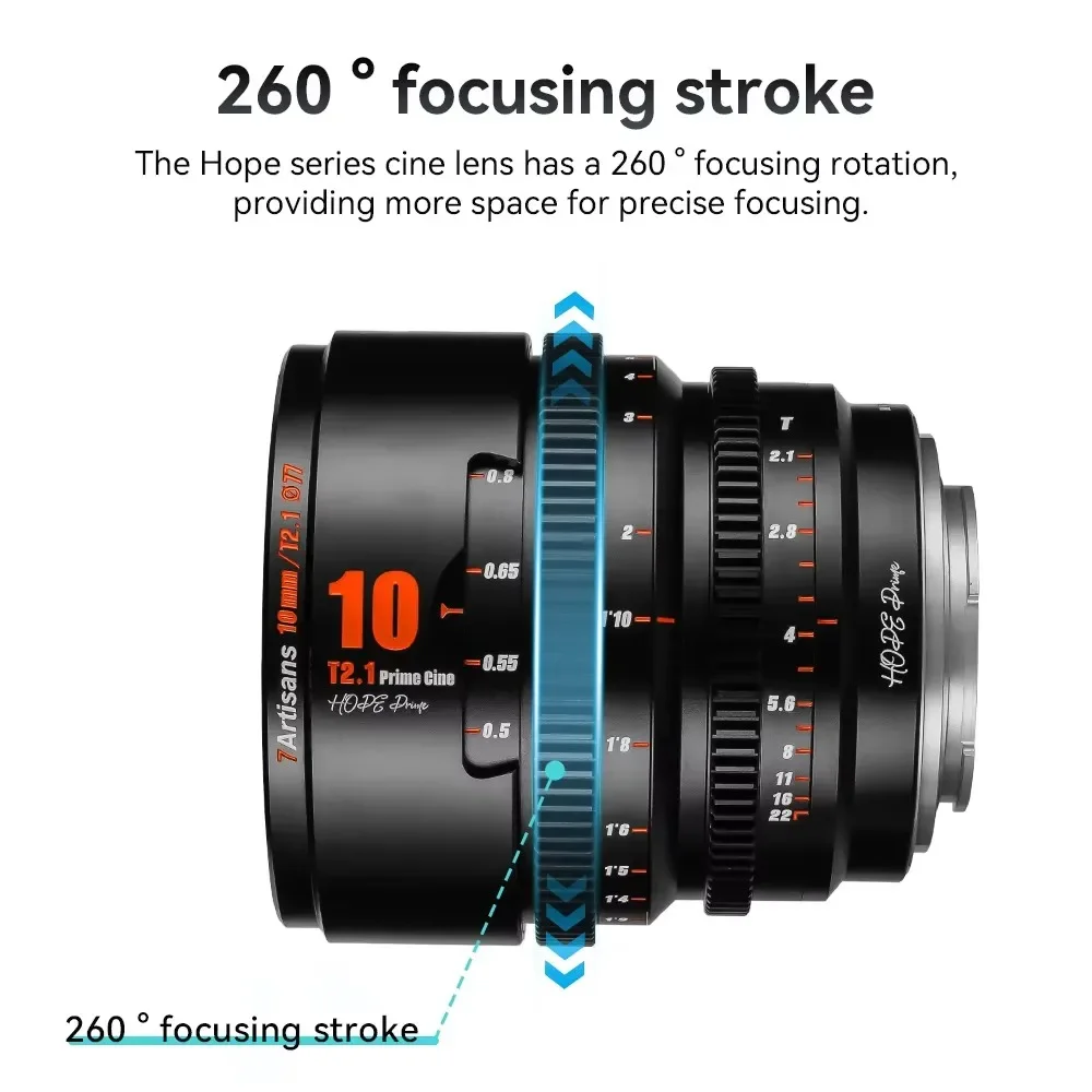 7artisans S35 프레임 10 16 25 35 50 85mm T2.1 Hope Prime 시네 렌즈 ( FX30, RED GH9, 후지필름 XT5, 캐논 RF, M43 용)