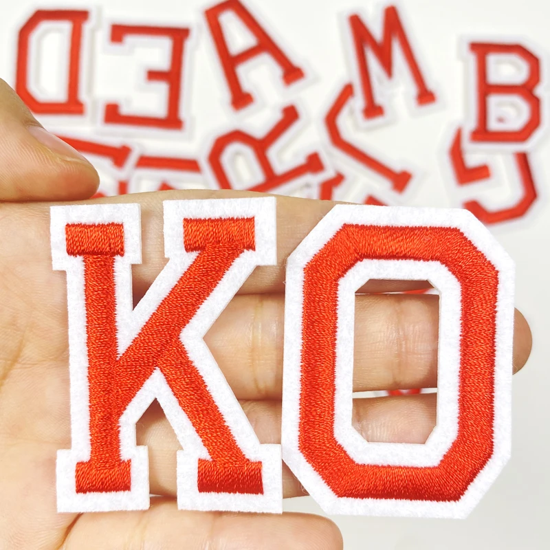 의류용 편지 패치 숫자 알파벳에 붉은 철 수 놓은 Letras Bordadas Adhesivas Para Ropa Planchar En Parche Embroidered