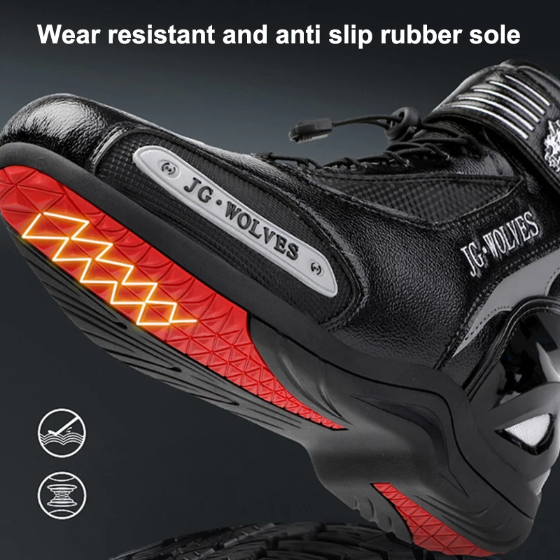 Men's Motorcycle Boots Leather Wear-Resistant Rubber Anti Slip Motos Protective Riding Anti-fall Shoes
