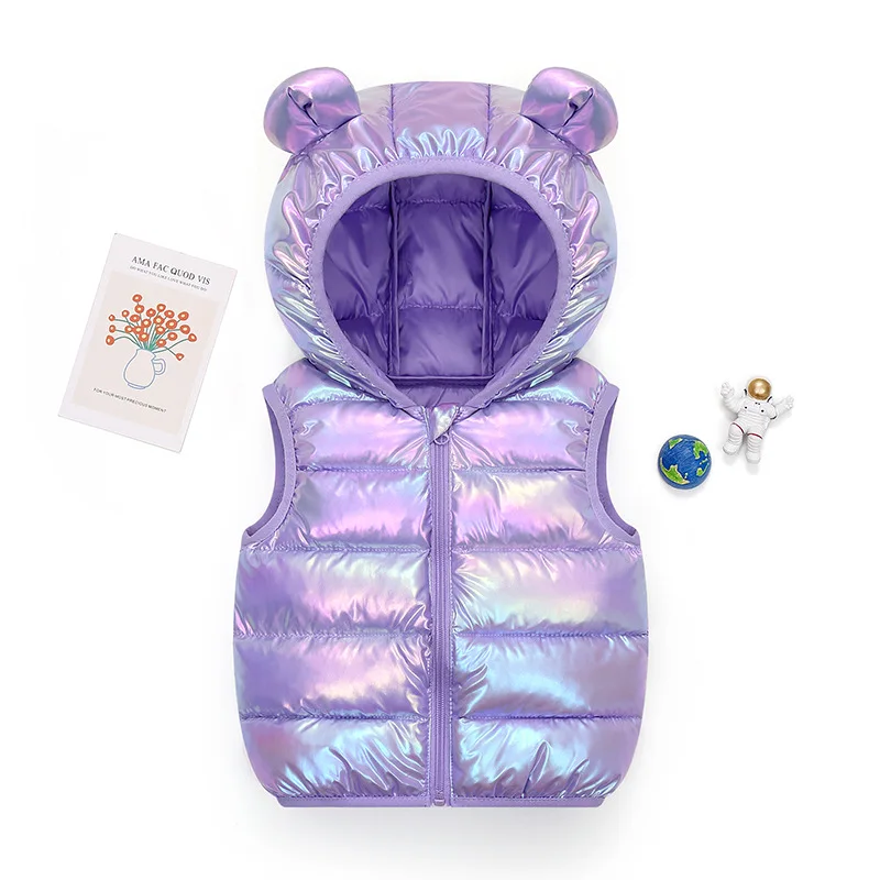 New Baby Boys Girls Warm Down Vest Autumn Winter Cotton Waistcoat With Ears Kids Outerwear Children Clothing Hooded Jacket Vests