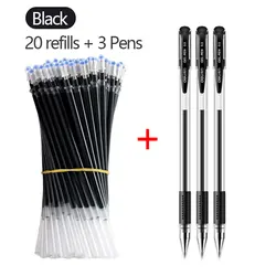 Premium Gel Pen Refill Set with Fast-Dry Ink - Black, Blue, and Red Ballpoint (23Pcs Black set A)