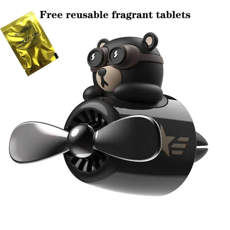 Car Accessories Air Freshener Pilot Rotating Propeller Air Outlet Fragrance Flavoring In Car Goods Little Bear Pilot Decor