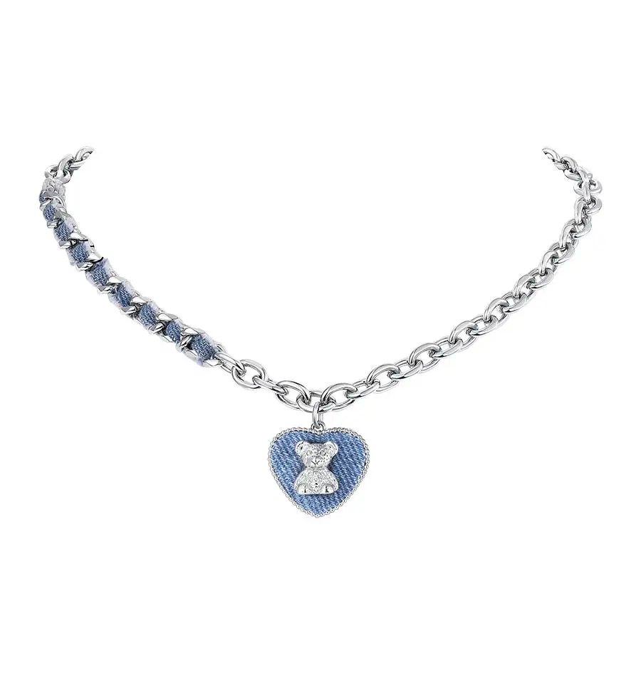 Love Bear Necklace For Women Hip Hop Sweet Cool Style Clavicle Necklaces Denim Accessories Chocker Jewelry Pendant Collar Gift