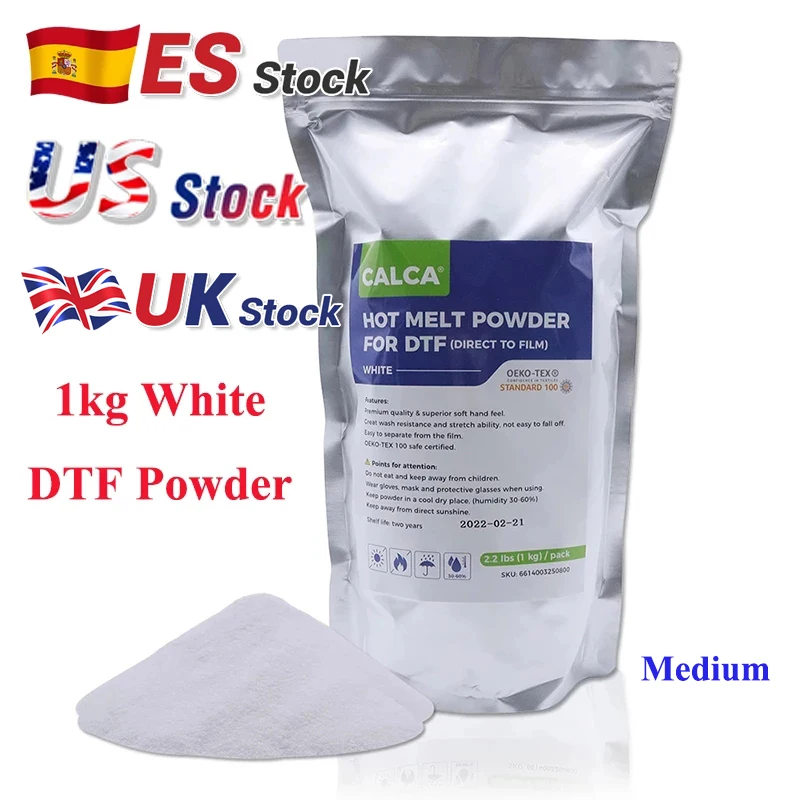 

CALCA 1kg DTF White Powder Direct to Film Transfer Hot Melt Adhesive Polyamide Powder for DTF PET T-shirt Sublimation Printing