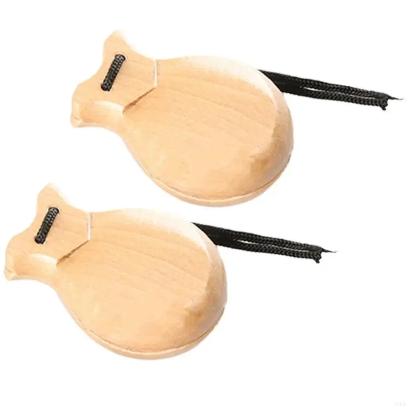 A9LD 2 Pcs Spanish Castanets with String Traditional Flamenco Castanets Easy to Play