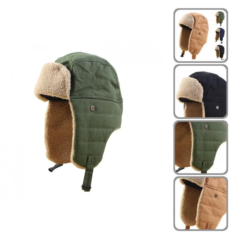 

Warm Bomber Hats Earflap Unisex Cap Men Women Ear Flap Winter Hats Windproof Cycling Skiing Winter Snow Hats Retro Leifeng Caps