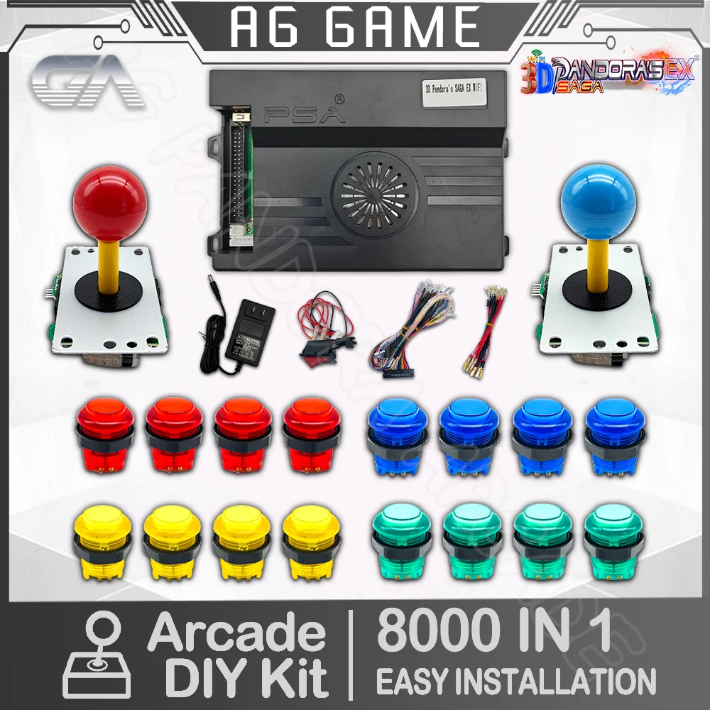 

3D Pandora Saga Box EX2 DIY Kit Arcade Game Console 8 Way Joystick Switch Type Push Button LED Button Kit 8000 in 1