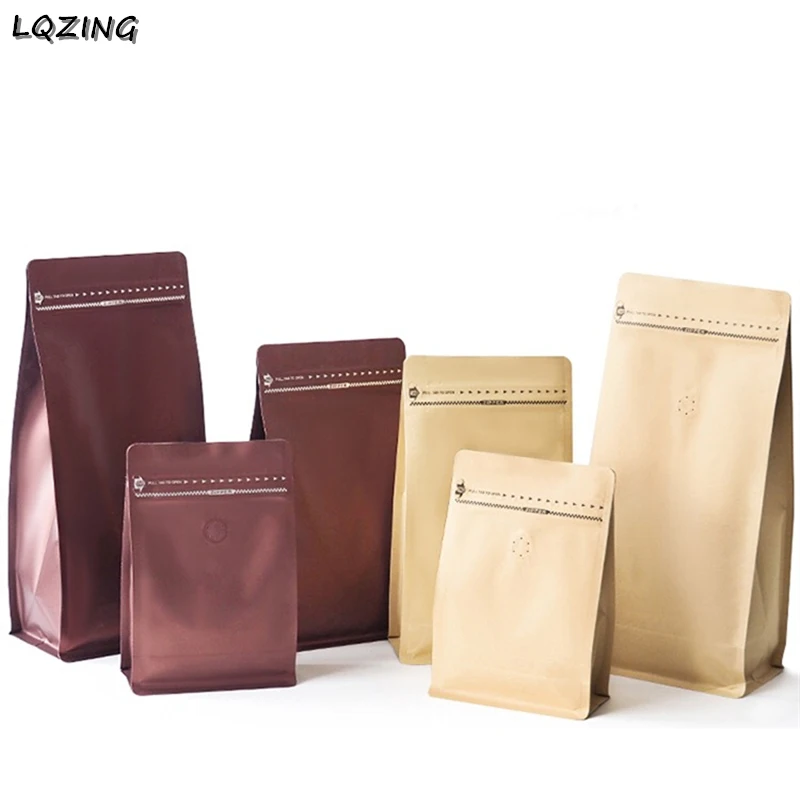 

50PCS Coffee Bags with Valve Foil Standing Up Empty Coffee Beans Storage Bag,Reusable Heat Sealable Side Zipper Pouches for Home