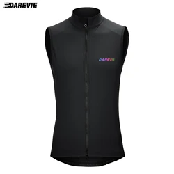 Cycling Windproof Waterproof Vest with Dual Zippers and Back Pocket - Asian-XXL (Black)