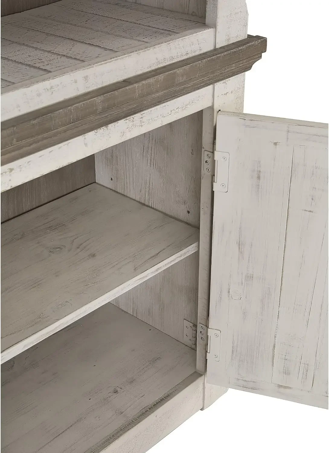Havalance Modern Farmhouse Right Pier Cabinet, Shelves for Storage, Weathered Gray Vintage White, cabinet , furniture - Image 5