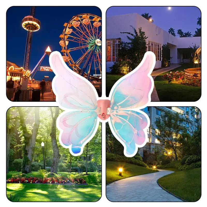 Lighted Electric Butterfly Wings Princess Butterfly Fairy Elf Angel Wings with Led String Lights Halloween Dress Up Cosplay