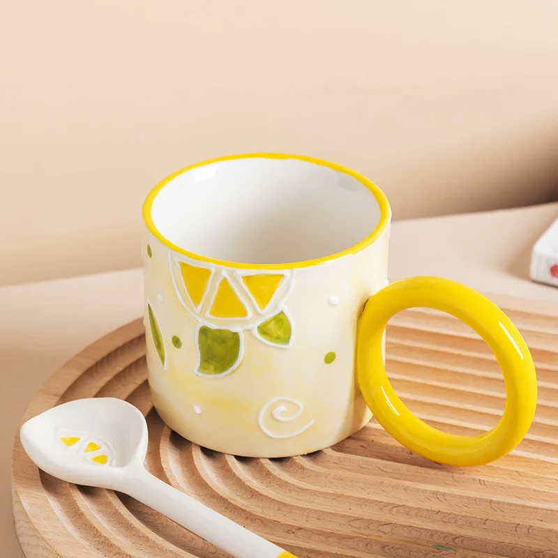 Cute Bear Peach Strawberry Coffee Cup Kawaii Ceramic Mugs Creative Tea Milk  Breakfast Water Cup With Lid Spoon Birthday Gift - Mugs - AliExpress