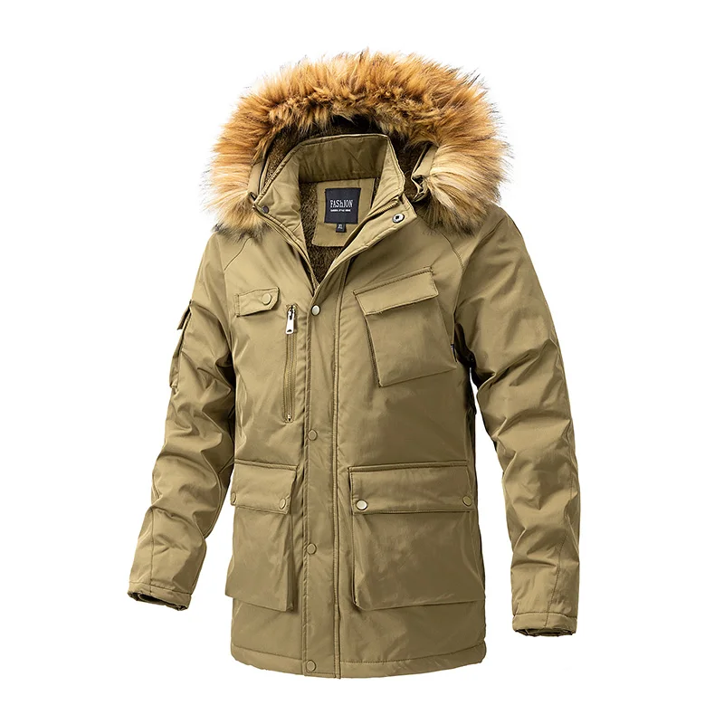 Winter Men's Long Parka Male Padding Jacket Fur Puffer Coats Mens Military Tactical Down Detachable Hoodies Cotton-padded Jacket