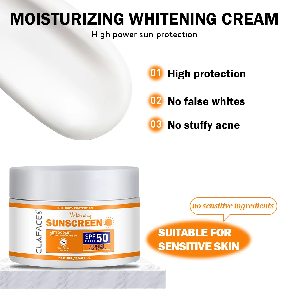 Whitening Sunscreen SPF PA50+ UV Protection Sun Screen Moisturizing Brightening Face Body Arms Thighs Sunblock Skin Care