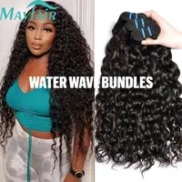 Extensions de cheveux humains ondulés Water Wave, bouclés Deep Wave, brésiliens, noirs naturels, Remy, qualité 12A 1