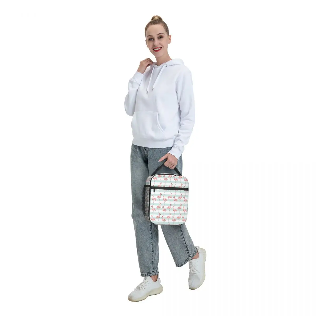 Summer Flamingo Bird Seamless Pattern Portable Lunch Boxes Multifunction Thermal Cooler Food Insulated Lunch Bag Kids School