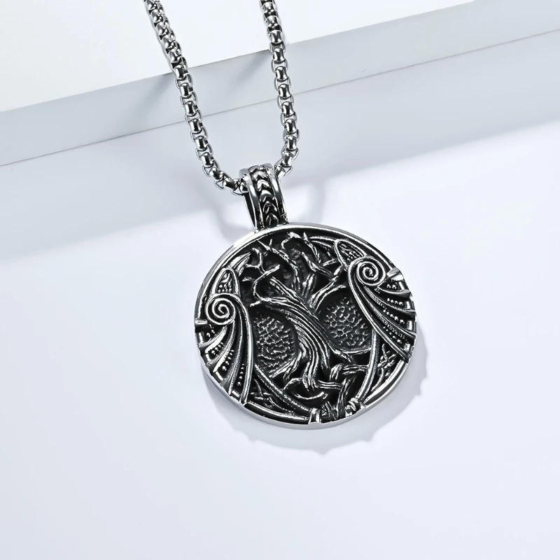 Nordic Retro Baum des Lebens Anhänger Edelstahl Männer Personalisierte Mode Halsketten Schmuck