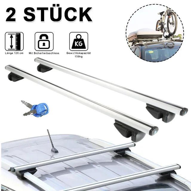 Universal Roof Racks Cross Bar 118cm Vehicles Universal Luggage Rack With Safety Lock Alu 150kg 1